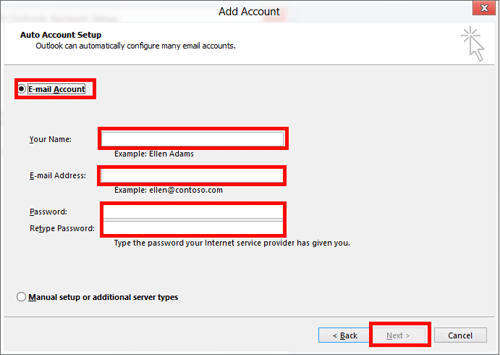 Auto Email Account Settings